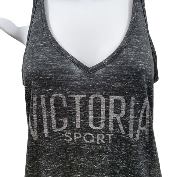 Victoria's Secret VS Sport V-Neck CrissCross Back Black/White Speckled Size M - Picture 3 of 6
